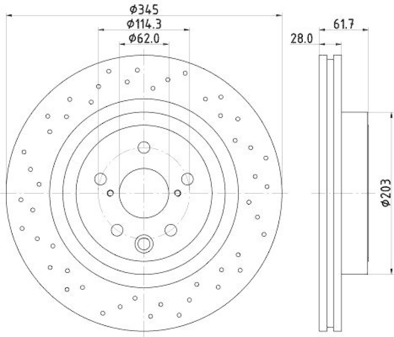 HELLA 8DD 355 116-511 Bremsscheibe 55042PRO