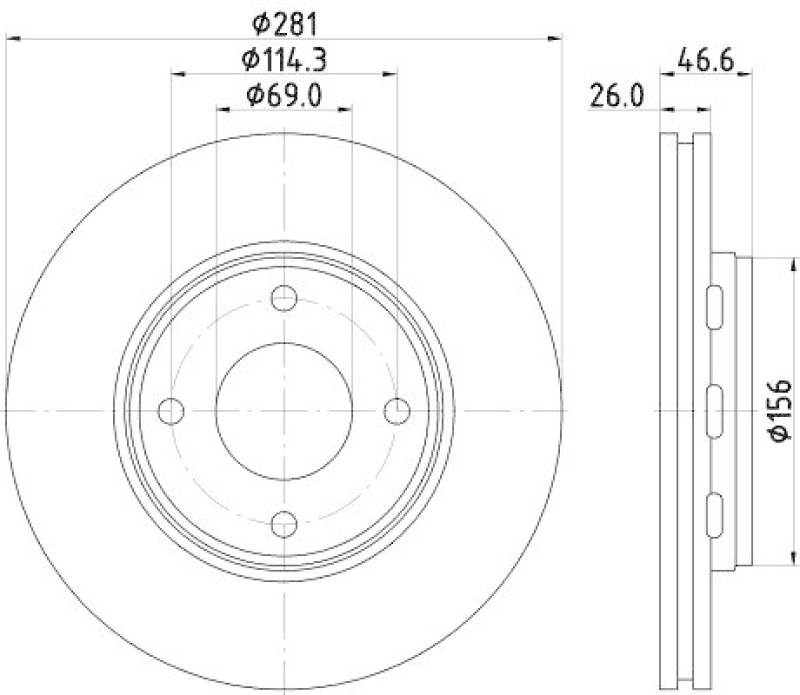 HELLA 8DD 355 116-531 Bremsscheibe für MITSU./SMART