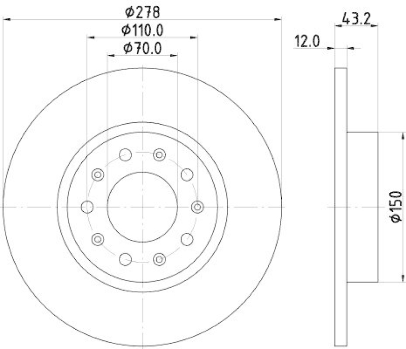 HELLA 8DD 355 116-671 Bremsscheibe 55210PRO