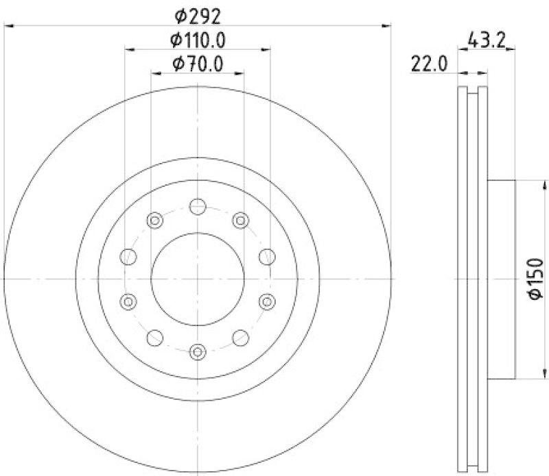 HELLA 8DD 355 116-691 Bremsscheibe 55211PRO