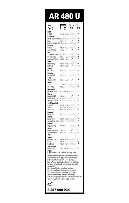 BOSCH 3 397 008 934 Wischblatt AR480U Aerotwin Retrofit Scheibenwischer 475 mm
