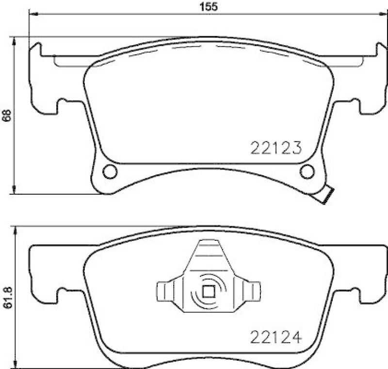 HELLA 8DB 355 023-021 Bremsbelagsatz, Scheibenbremsbelag