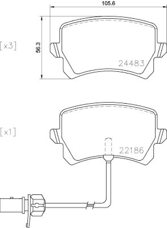 HELLA 8DB 355 023-031 Bremsbelagsatz, Scheibenbremsbelag für AUDI Q3 (8U)