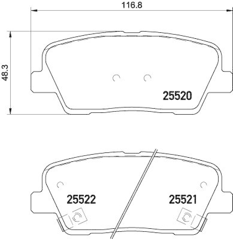 HELLA 8DB 355 023-041 Bremsbelagsatz, Scheibenbremsbelag für HYUNDAI