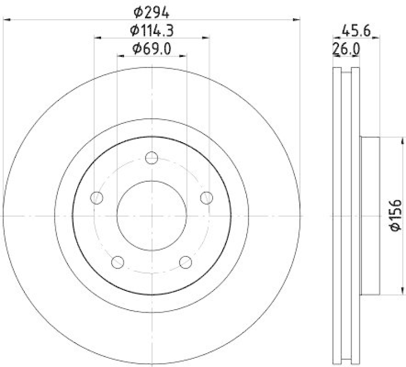 HELLA 8DD 355 129-041 Bremsscheibe für MITSU./DODGE/P.S.A/JEEP/.