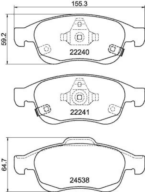 HELLA 8DB 355 023-251 Bremsbelagsatz, Scheibenbremsbelag