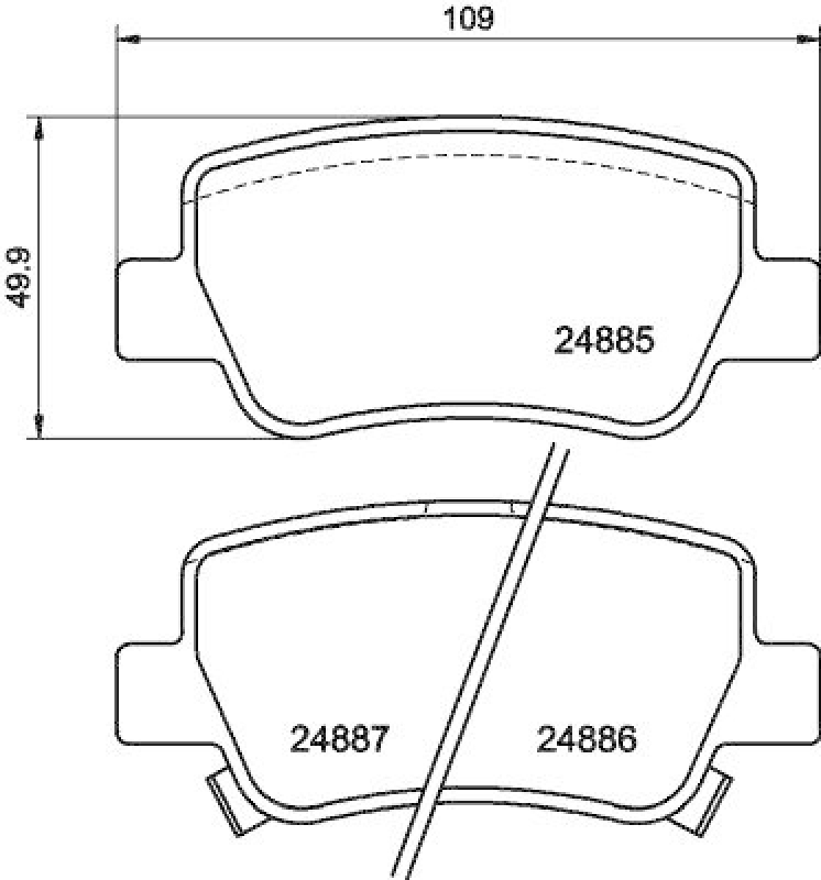 HELLA 8DB 355 014-641 Bremsbelagsatz, Scheibenbremsbelag für TOYOTA