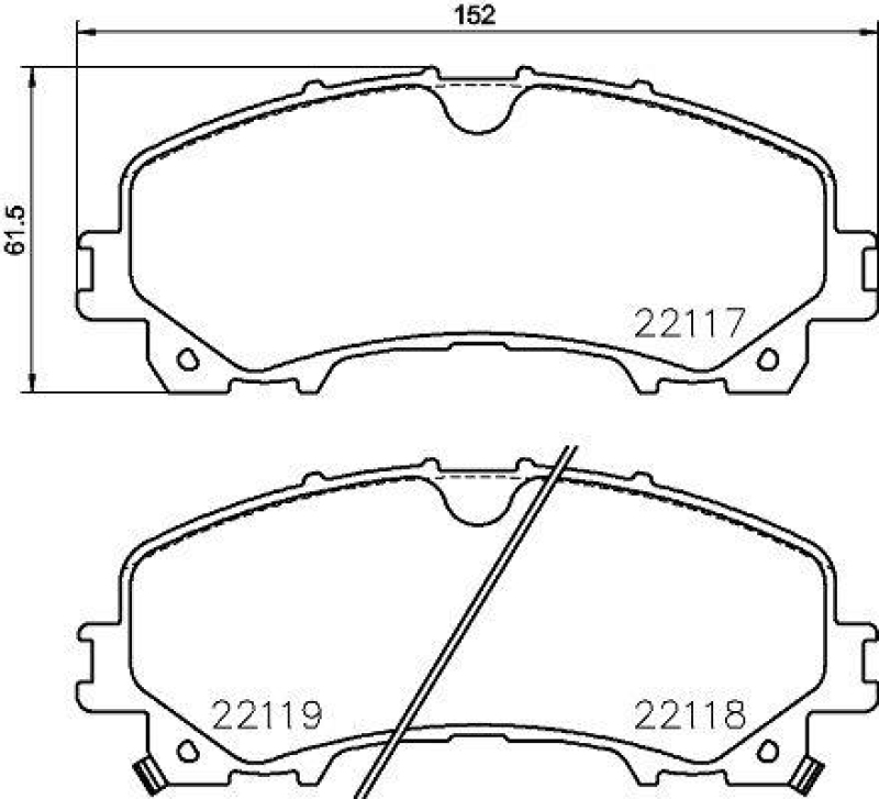 HELLA 8DB 355 024-621 Bremsbelagsatz, Scheibenbremsbelag für NISSAN/INFINITI