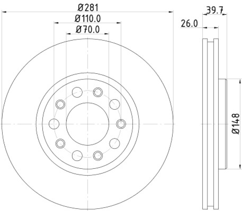 HELLA 8DD 355 117-231 Bremsscheibe 55301PRO