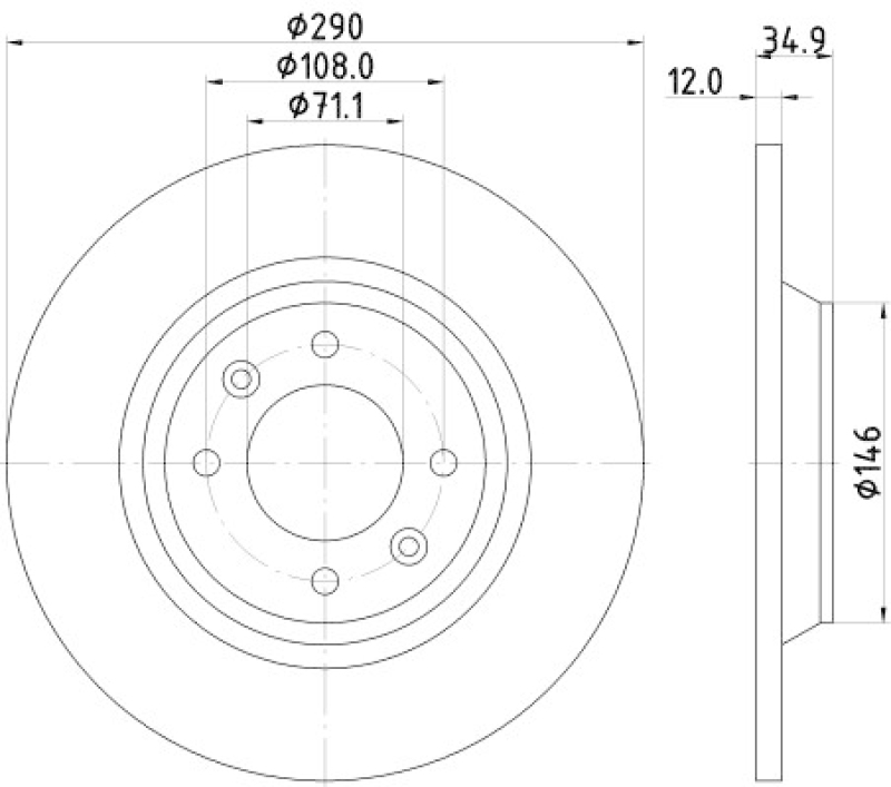 HELLA 8DD 355 117-291 Bremsscheibe 55313PRO