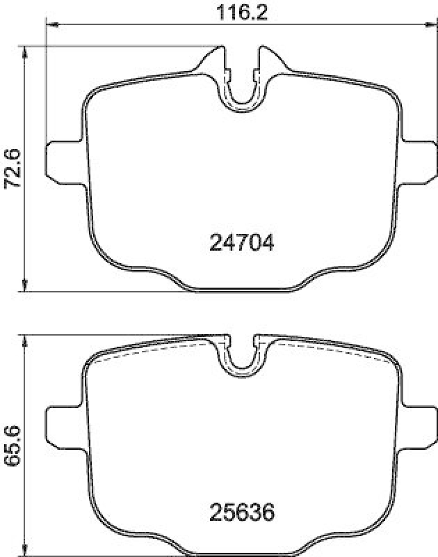 HELLA 8DB 355 024-921 Bremsbelagsatz, Scheibenbremsbelag für BMW