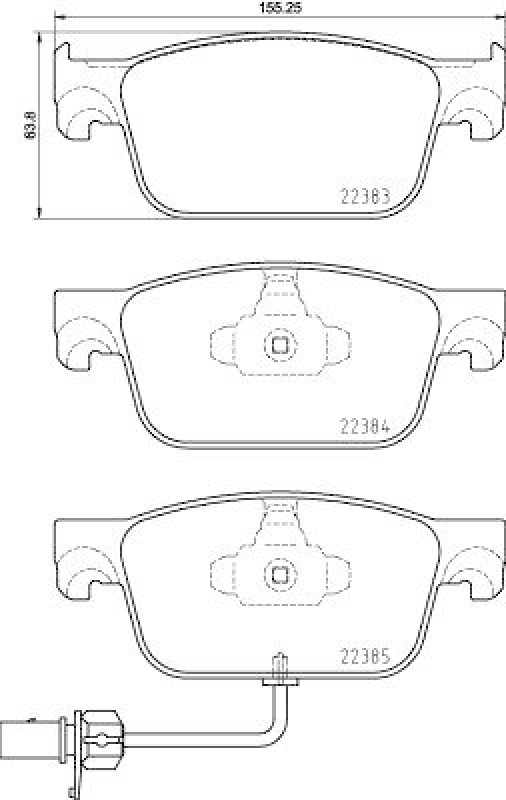 HELLA 8DB 355 024-951 Bremsbelagsatz, Scheibenbremsbelag für AUDI