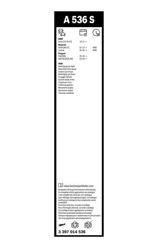 BOSCH 3 397 014 536 Wischblatt A536S Aerotwin Scheibenwischer 650/450 mm