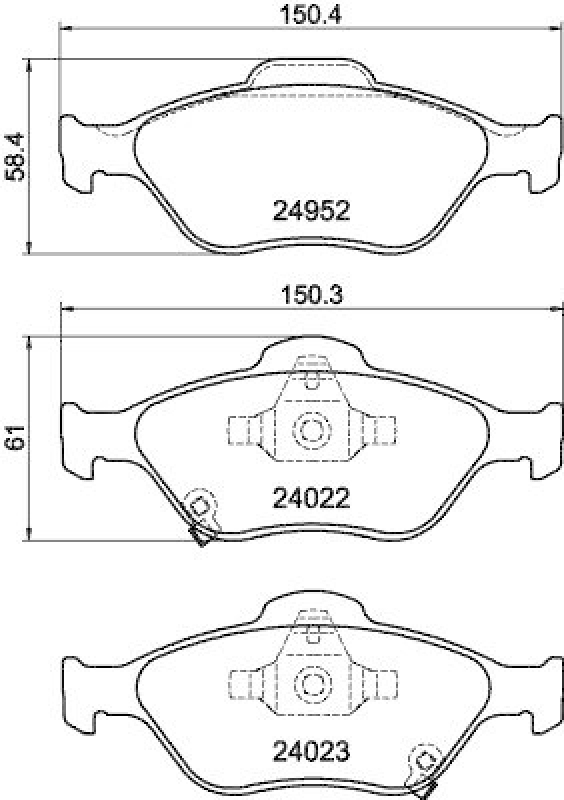 HELLA 8DB 355 025-321 Bremsbelagsatz, Scheibenbremsbelag für TOYOTA YARIS (P13)