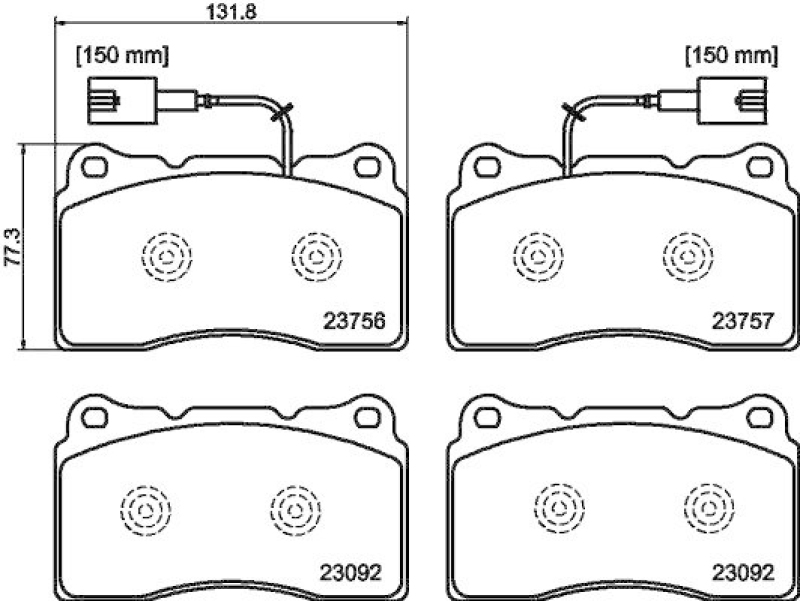 HELLA 8DB 355 015-681 Bremsbelagsatz, Scheibenbremsbelag für ALFA GIULIETTA (940_)