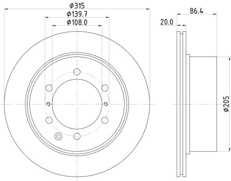 HELLA 8DD 355 118-141 Bremsscheibe 54467PRO