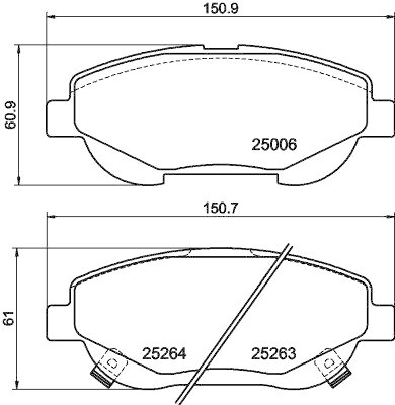 HELLA 8DB 355 015-691 Bremsbelagsatz, Scheibenbremsbelag für TOYOTA