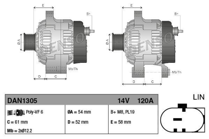 DENSO DAN1305 Generator SUZUKI SX4 1.6 DDiS (13 - )