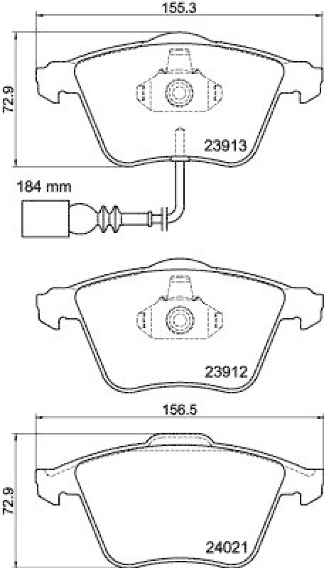 HELLA 8DB 355 015-971 Bremsbelagsatz, Scheibenbremsbelag für AUDI/VW