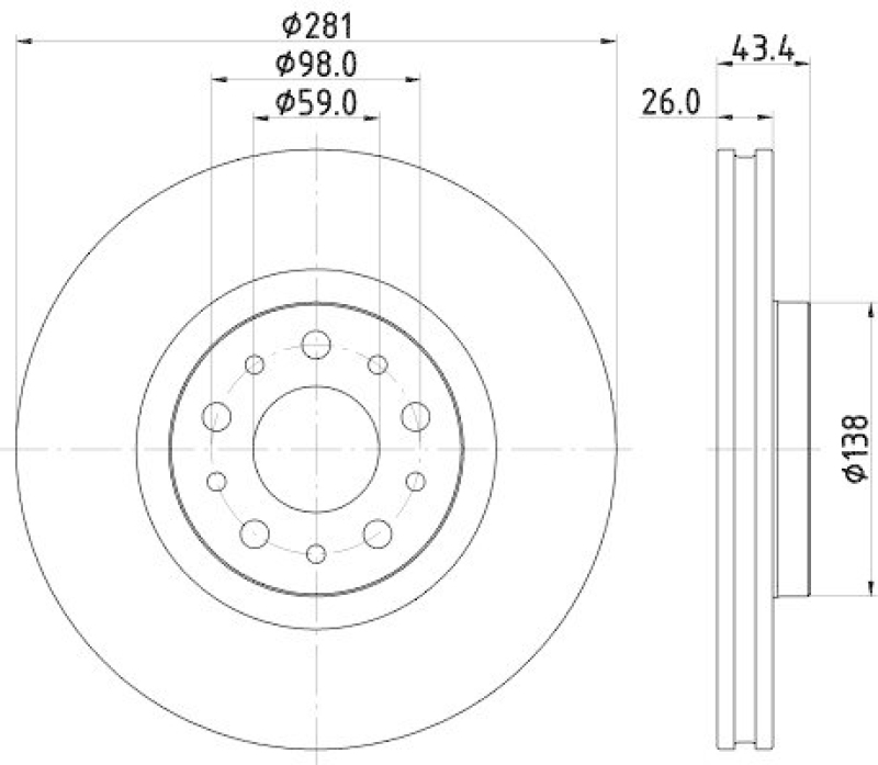 HELLA 8DD 355 132-131 Bremsscheibe