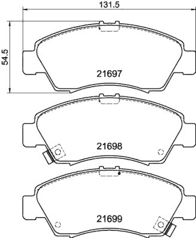 HELLA 8DB 355 016-521 Bremsbelagsatz, Scheibenbremsbelag für HONDA