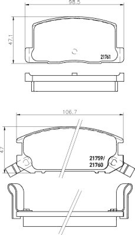 HELLA 8DB 355 016-741 Bremsbelagsatz, Scheibenbremsbelag für TOYOTA