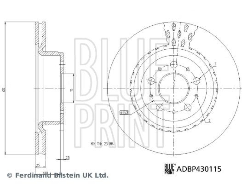 BLUE PRINT ADBP430115 Bremsscheibe für Tesla