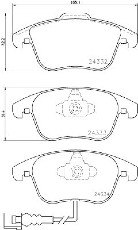 HELLA 8DB 355 014-031 Bremsbelagsatz, Scheibenbremsbelag für VW/SEAT/AUDI