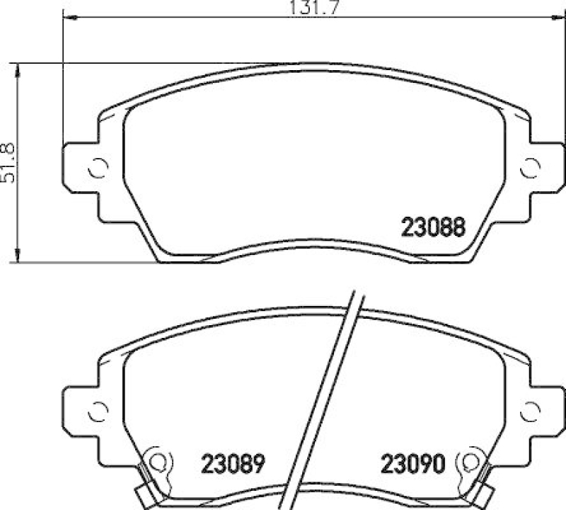 HELLA 8DB 355 017-101 Bremsbelagsatz, Scheibenbremsbelag für TOYOTA