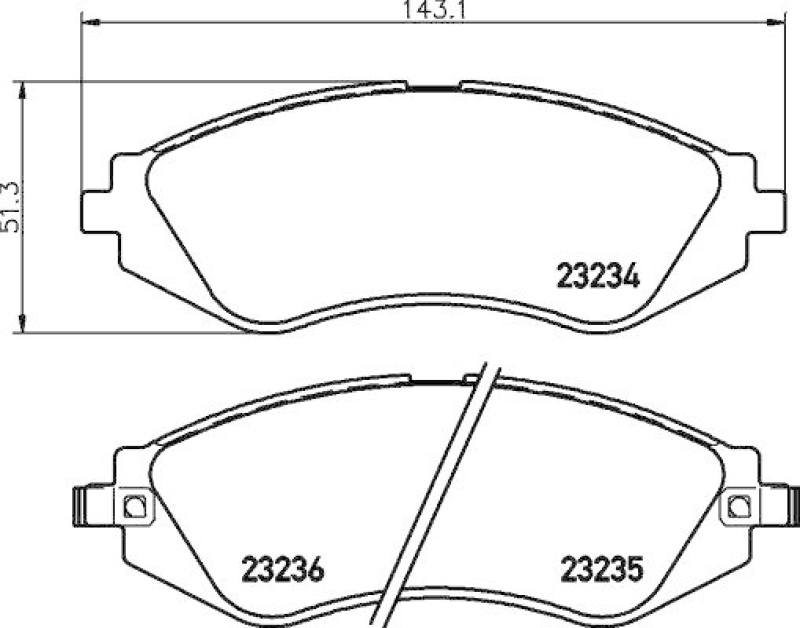 HELLA 8DB 355 017-141 Bremsbelagsatz, Scheibenbremsbelag für DAEWOO/CHEVROLET