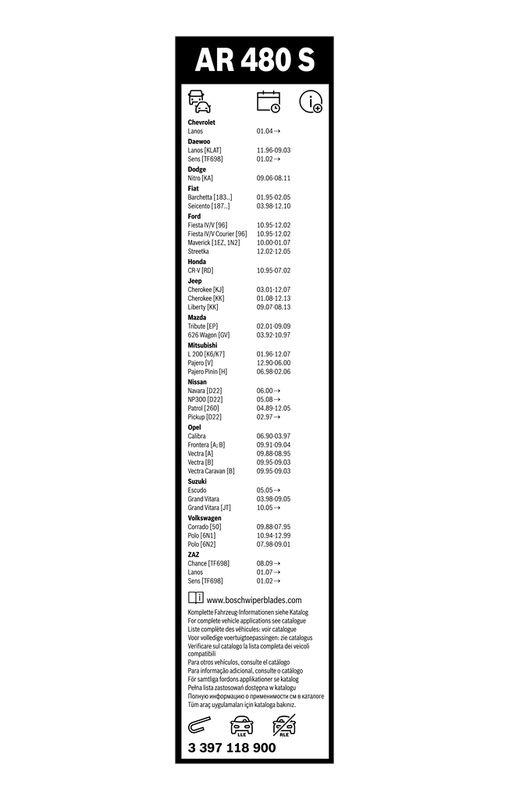 BOSCH 3 397 118 900 Wischblatt AR480S Aerotwin Retrofit Scheibenwischer 475/475 mm