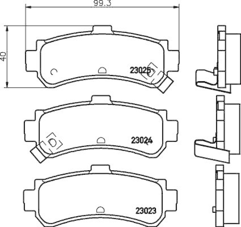 HELLA 8DB 355 017-191 Bremsbelagsatz, Scheibenbremsbelag für NISSAN