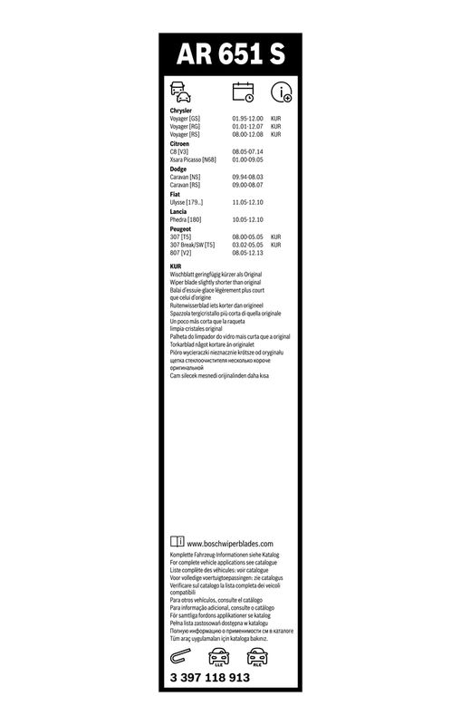 BOSCH 3 397 118 913 Wischblatt AR651S Aerotwin Retrofit Scheibenwischer 650/650 mm vorne