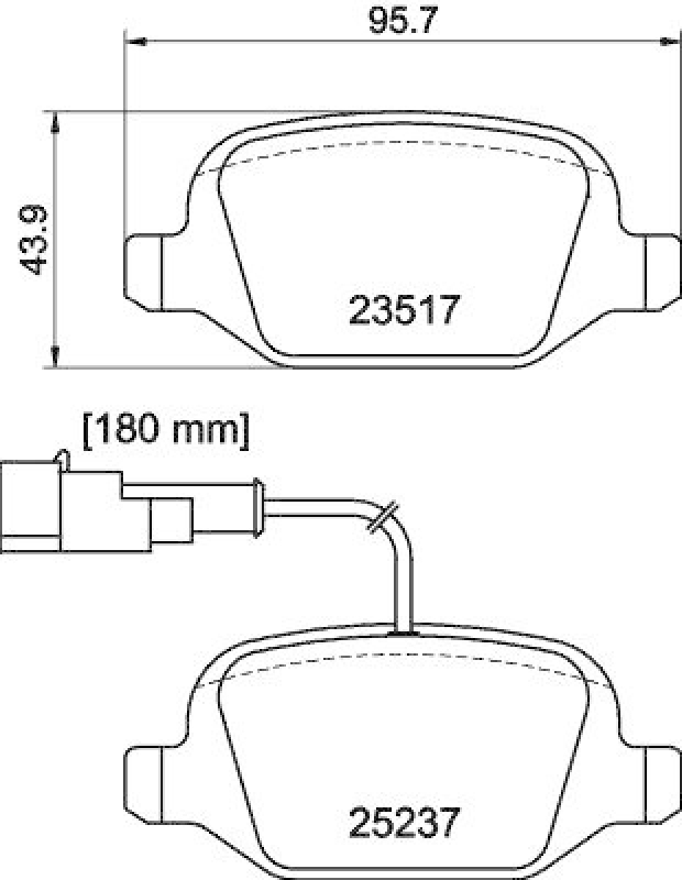 HELLA 8DB 355 019-961 Bremsbelagsatz, Scheibenbremsbelag für ALFA MITO (955_)