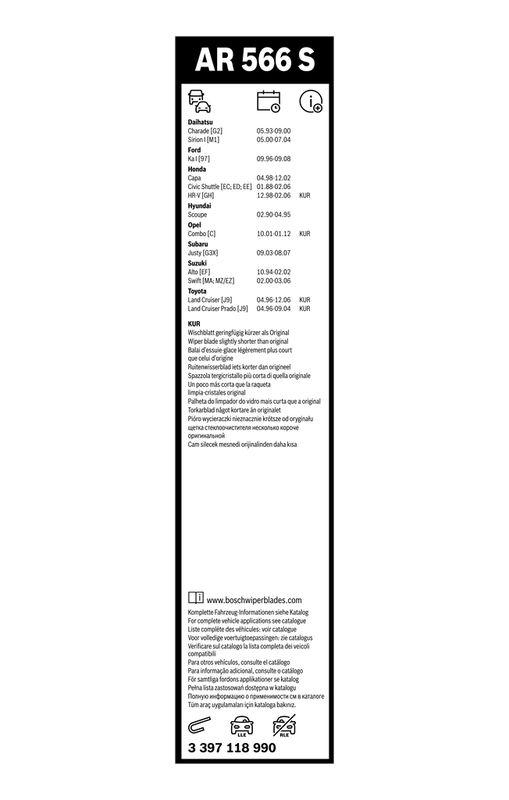 BOSCH 3 397 118 990 Wischblatt AR566S Aerotwin Retrofit Scheibenwischer 475/425 mm vorne