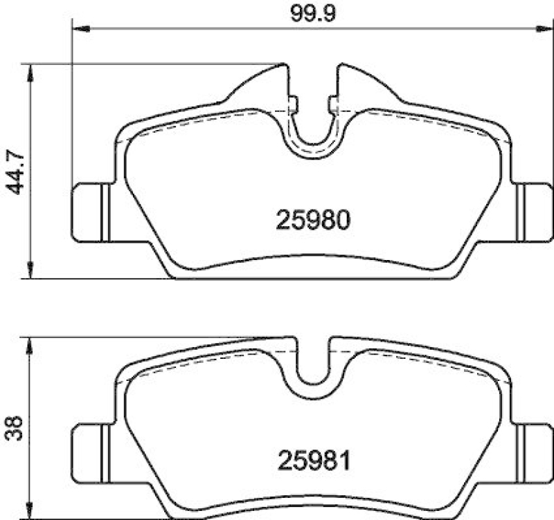 HELLA 8DB 355 021-481 Bremsbelagsatz, Scheibenbremsbelag für MINI