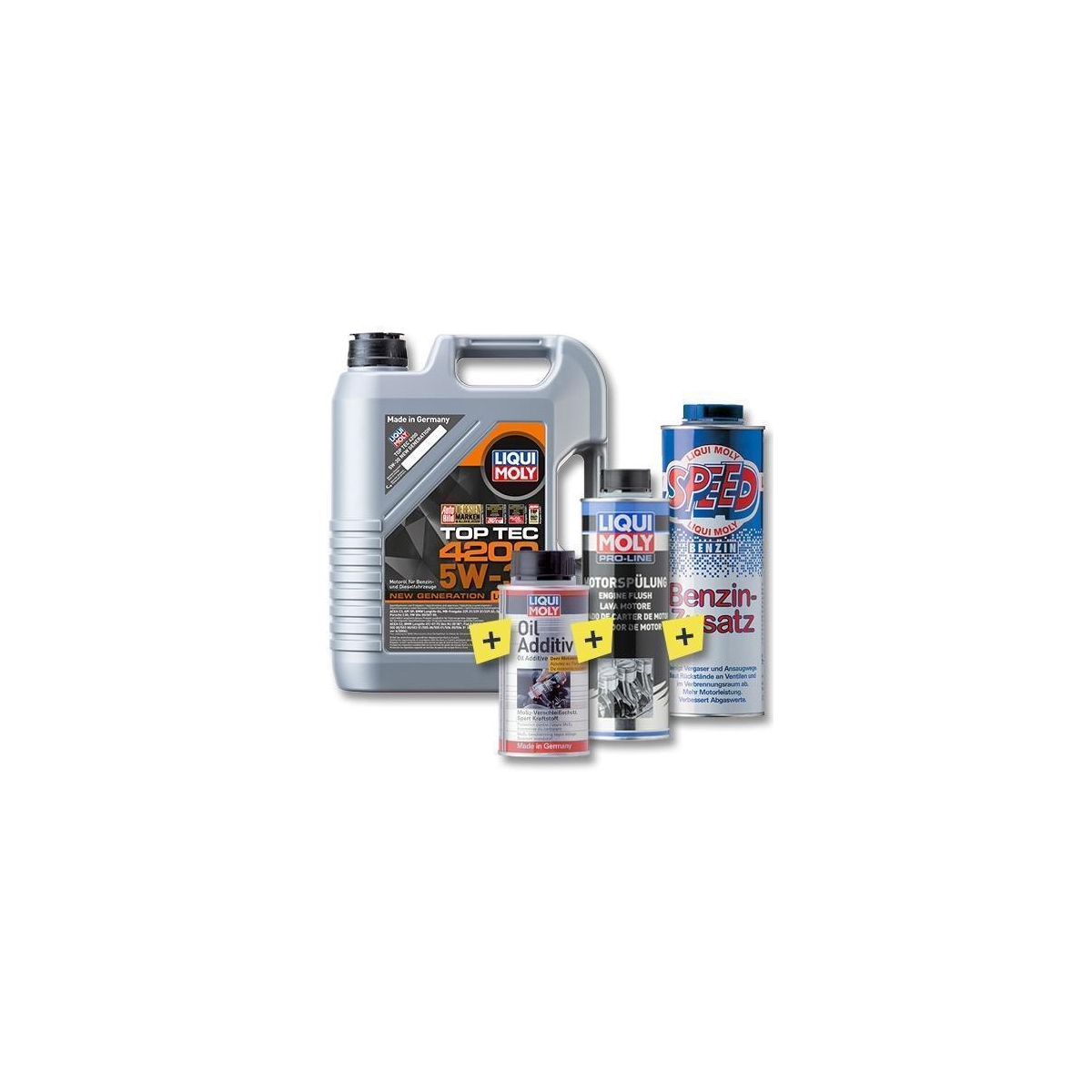 LIQUI MOLY 3707 Motoröl + 2427 Motorspülung + 1011 Motoröladditiv + 5105 Kraftstoffadditiv