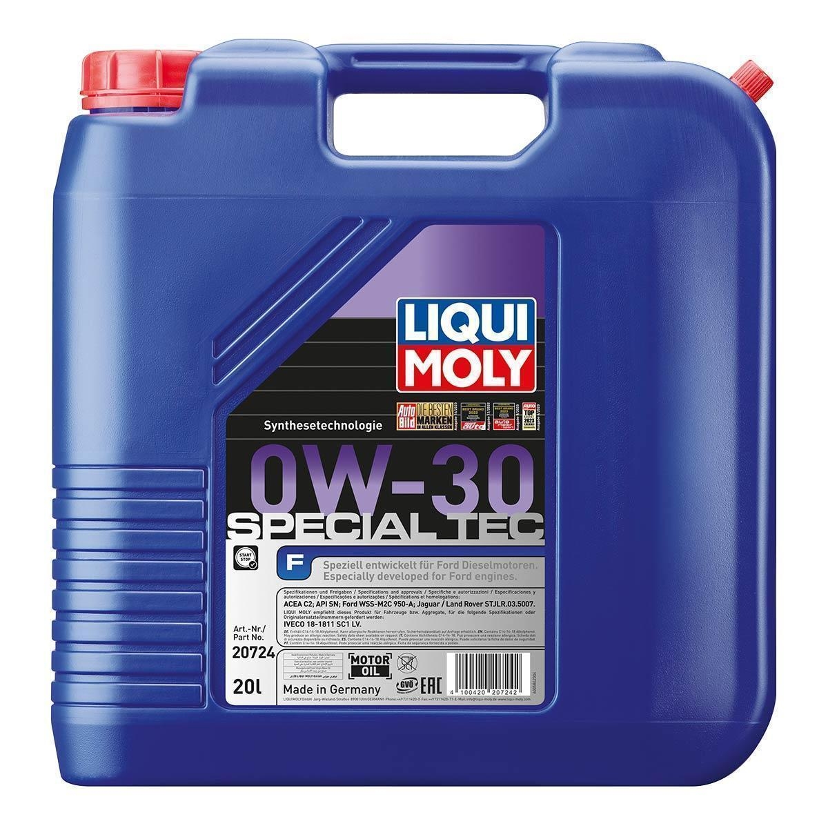 LIQUI MOLY 20724 Motoröl Special Tec F 0W-30 Kanister 20 L