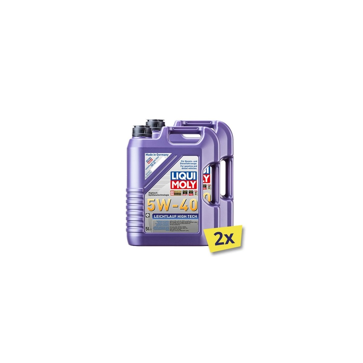 2x LIQUI MOLY 3864 Motoröl Leichtlauf High Tech 5W-40 TW Kanister 5 L