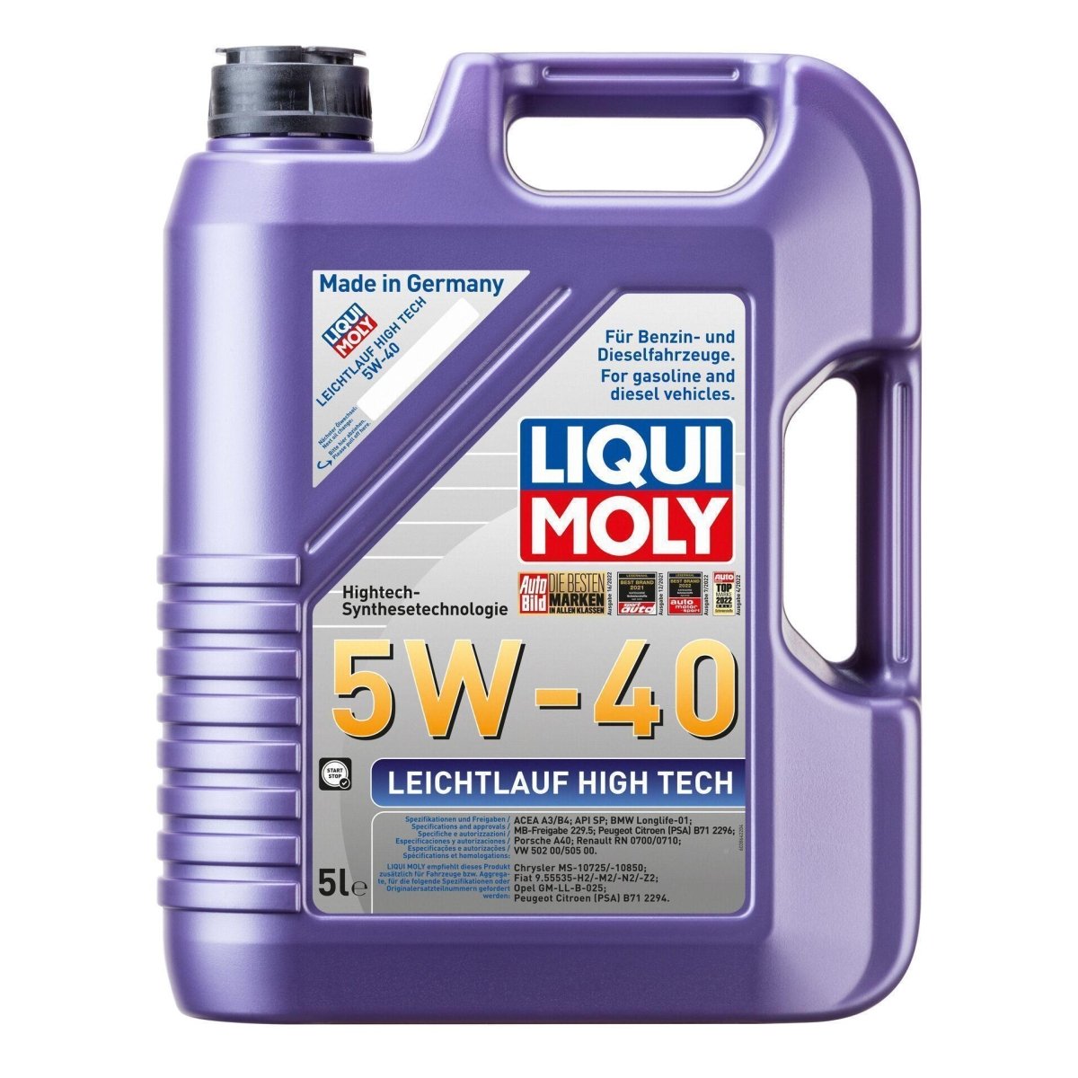 LIQUI MOLY 3864 Motoröl Leichtlauf High Tech 5W-40 TW Kanister 5 L