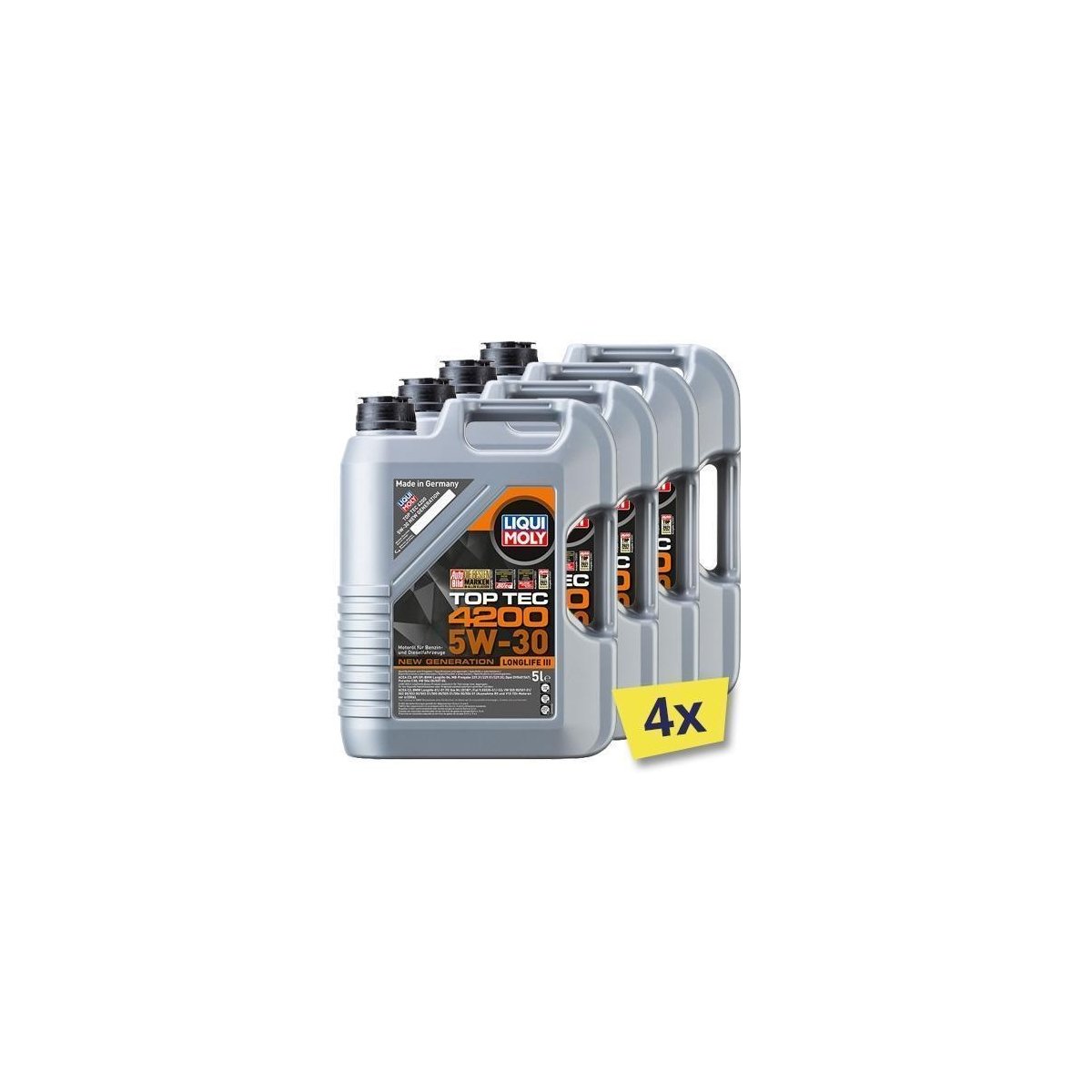 4x LIQUI MOLY 3707 Motoröl Top Tec 4200 5W-30 Kanister 5 L