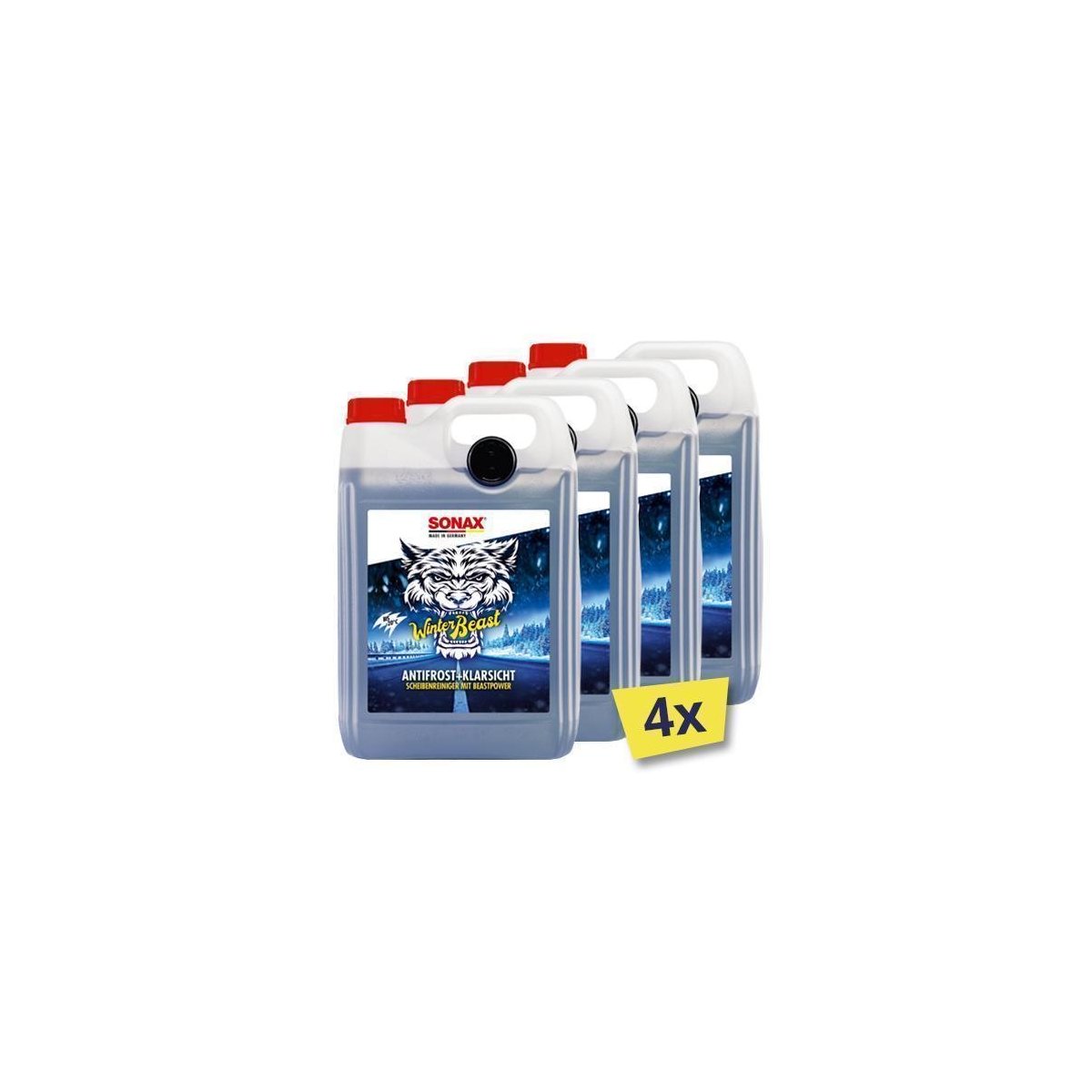 4x SONAX 01355000 Winterbeast Antifrost + Klarsicht bis -20°C 5L