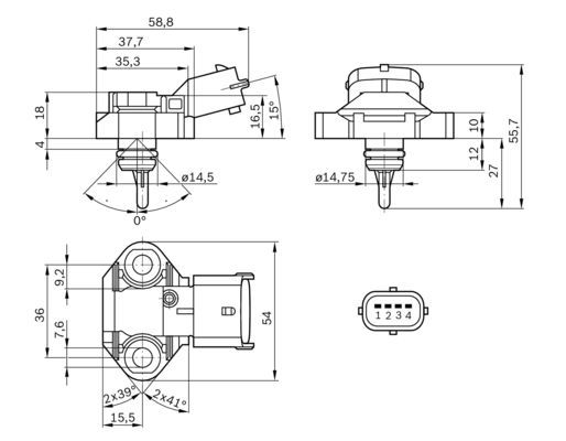 BOSCH 0 261 230 112 Sensor Kraftstoffdruck