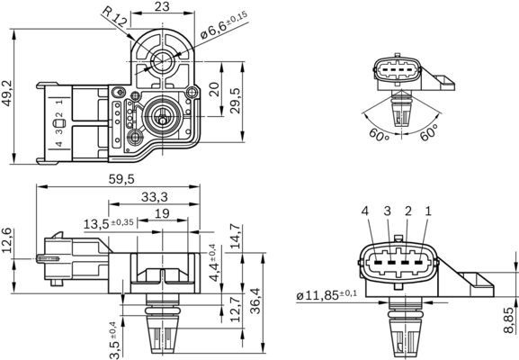 BOSCH 0 261 230 280 Sensor Ansauglufttemperatur