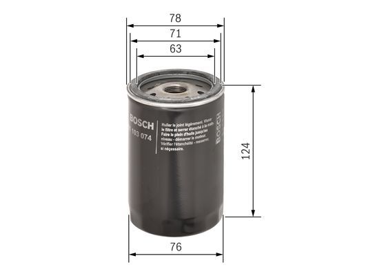 BOSCH 0 451 103 074 Ölfilter P3074 Ø 76mm Höhe 124mm