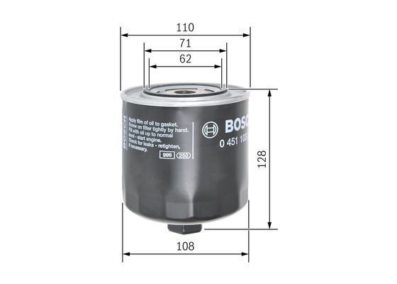 BOSCH 0 451 103 257 Ölfilter P3257 Ø 108mm Höhe 128mm