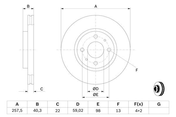 BOSCH 0 986 478 639 Bremsscheiben Ø 2572mm für Vorderachse