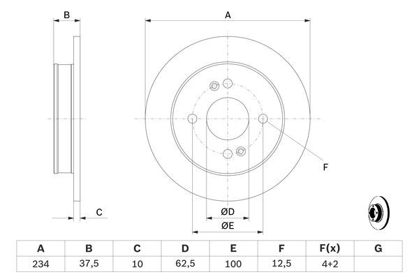 BOSCH 0 986 479 256 Bremsscheiben Ø 234mm für Hinterachse