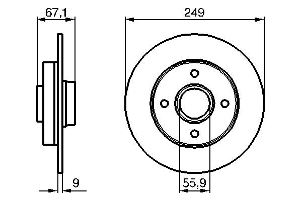 BOSCH 0 986 479 219 Bremsscheiben Ø 249mm für Hinterachse