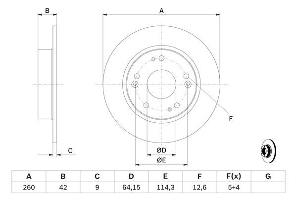 BOSCH 0 986 479 451 Bremsscheiben Ø 260mm für Hinterachse